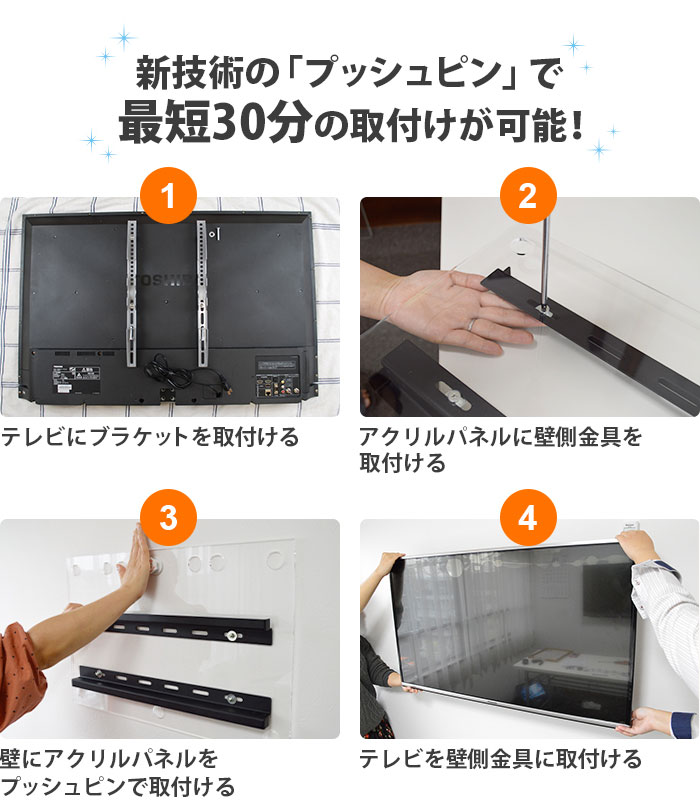 賃貸でもDIY【26〜52型対応】石膏ボード専用簡単壁掛け金具「ワン